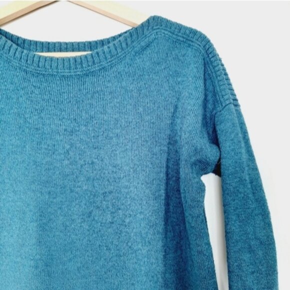 OLD NAVY Marled Sweater Knit Top High Low Hem 3/4 Sleeve Blue Sz S - Picture 4 of 13